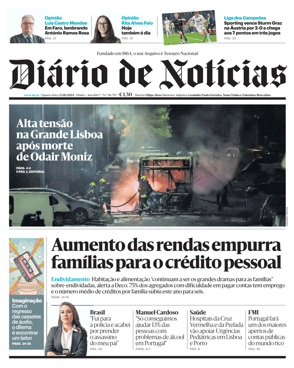 Prima-pagina-Diario de Noticias-edizione-di-oggi-20241023